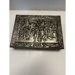 Rembrant Metal Raised Image Lidded Box - Vintage - Unmarked